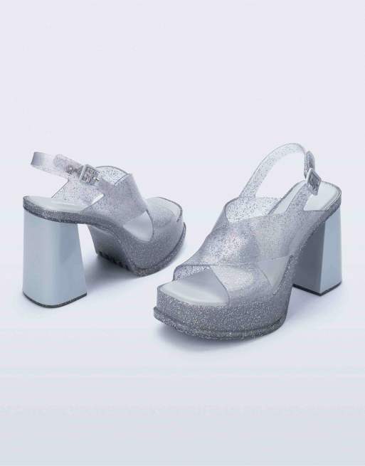 Melissa Dance platform heel in clear blue glitter, 3 of 4