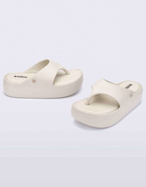 Melissa Free platform thong slip on sandal in beige, 3 of 4