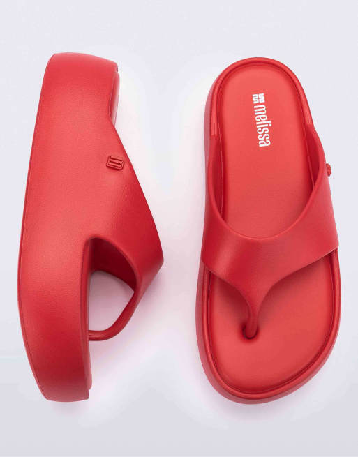 Melissa Free platform thong slip on sandal in red in red, 4 of 4