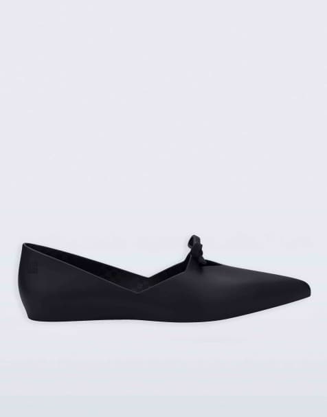 Melissa Grace pointed flat ballet in matt black - view 1