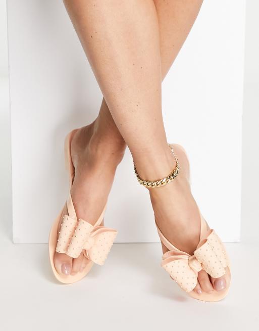 Melissa harmonic bow thongs in blush pink, 2 of 4