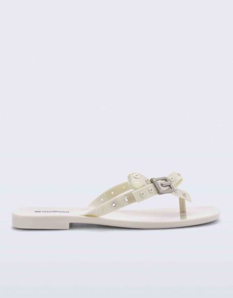 Melissa Harmonic squared thong flip flops in beige - view 1
