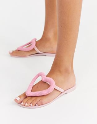 Melissa heart flip flops in pink ASOS