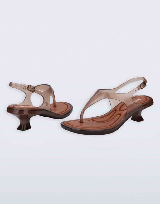 Melissa Kitten heel sandal in clear brown, 3 of 4