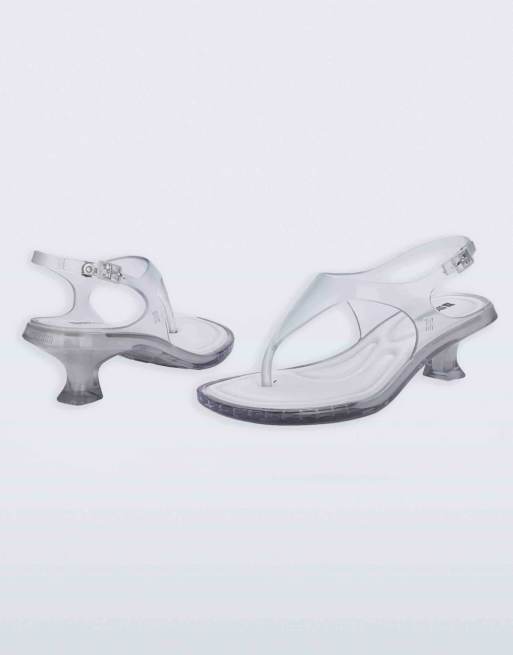 Melissa Kitten heel sandal in clear / white, 3 of 4