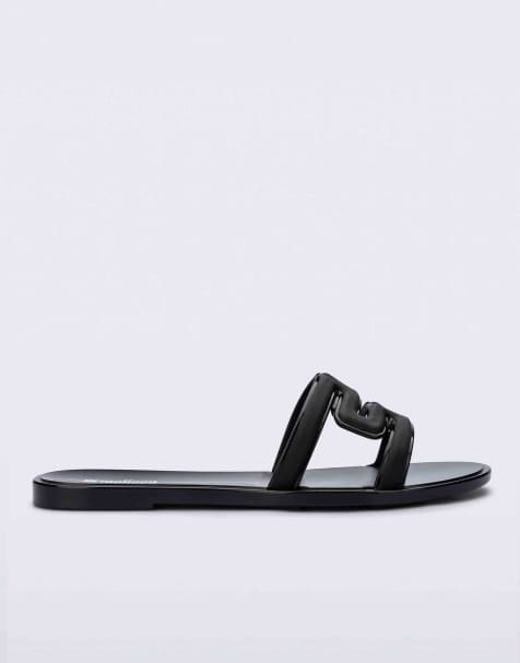 Melissa M slide slip on sandals in black - view 1