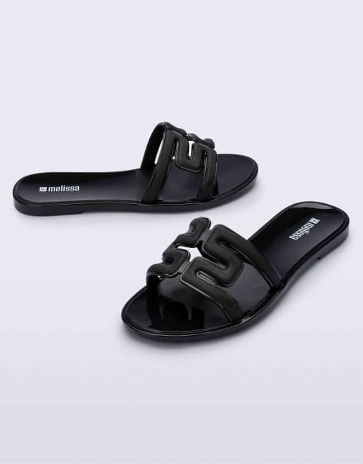 Melissa M slide slip on sandals in black, 3 of 4