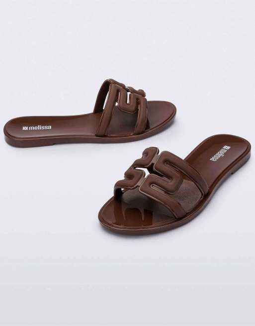 Melissa M slide slip on sandals in brown, 3 of 4