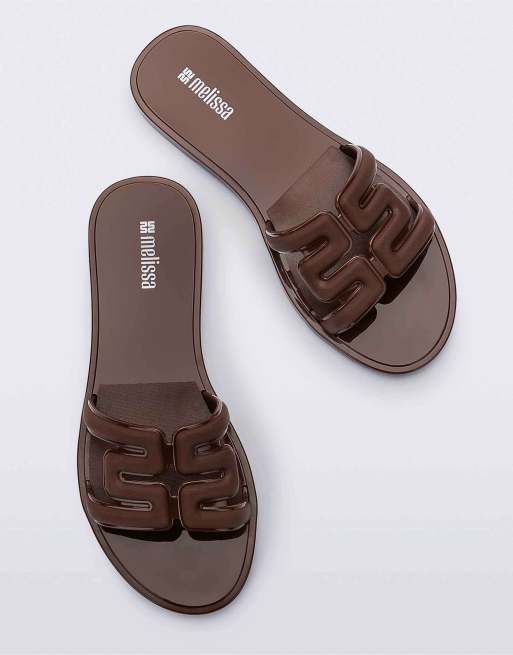 Melissa M slide slip on sandals in brown, 4 of 4
