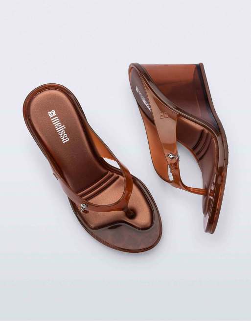 Melissa Nabeela block heel sandals in clear brown, 3 of 6