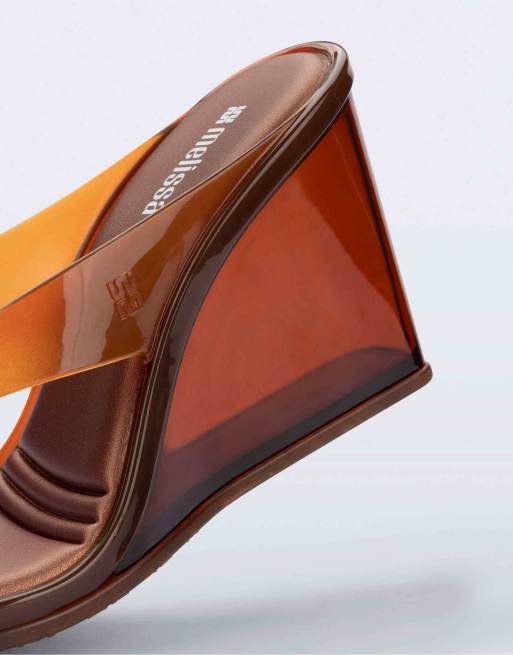 Melissa Nabeela block heel sandals in clear brown, 4 of 6