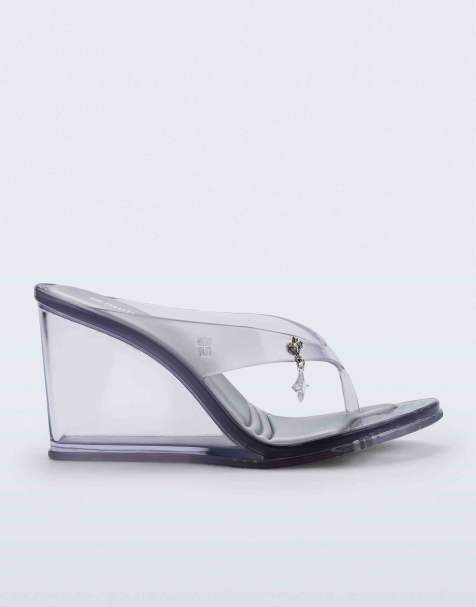 Melissa Nabeela block heel sandals in clear grey in clear grey - view 1