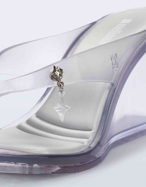 Melissa Nabeela block heel sandals in clear grey in clear grey, 2 of 6