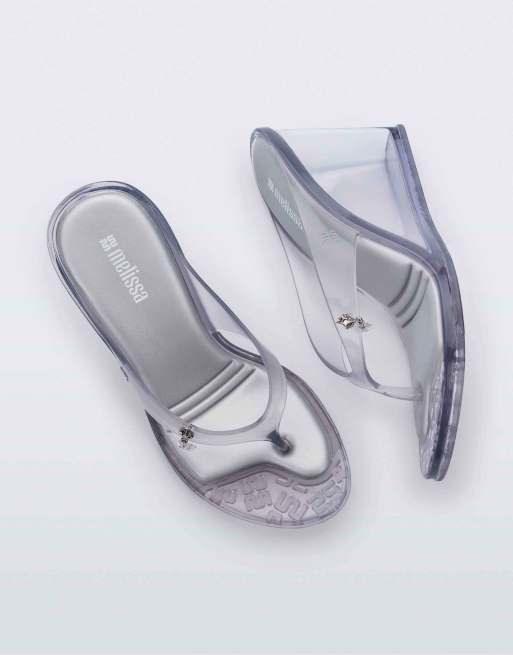 Melissa Nabeela block heel sandals in clear grey in clear grey, 3 of 6