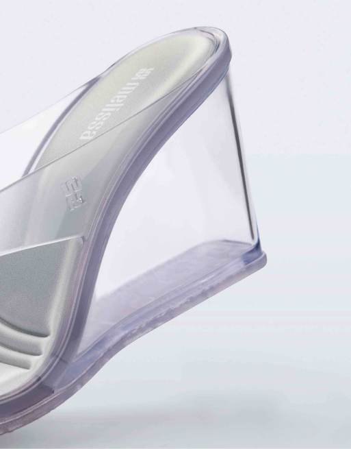 Melissa Nabeela block heel sandals in clear grey in clear grey, 4 of 6