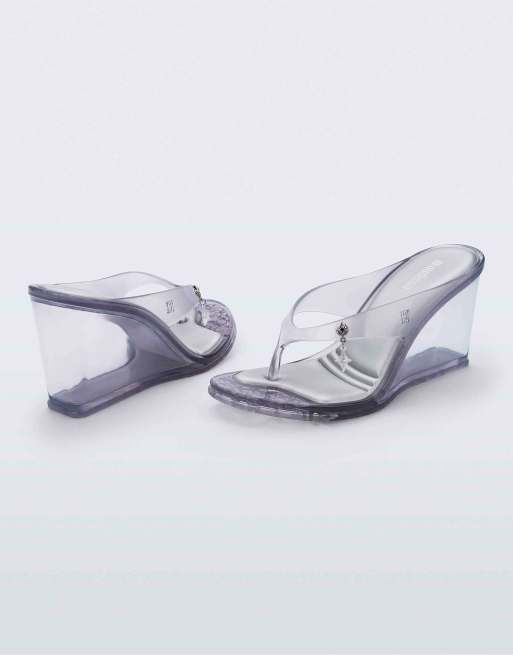 Melissa Nabeela block heel sandals in clear grey in clear grey, 5 of 6