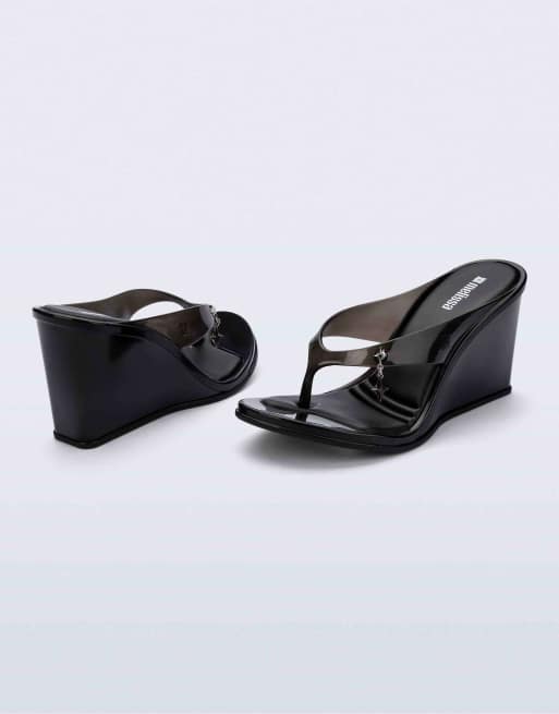 Melissa Nabeela block wedge heels in clear black, 4 of 7
