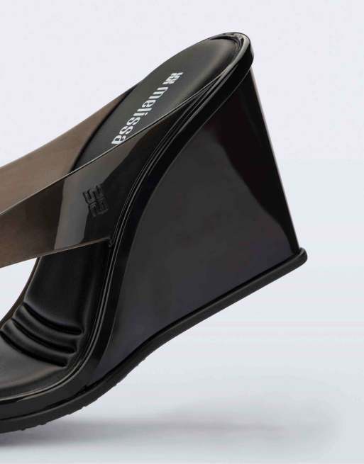 Melissa Nabeela block wedge heels in clear black, 5 of 7