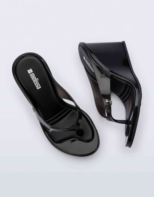 Melissa Nabeela block wedge heels in clear black, 6 of 7
