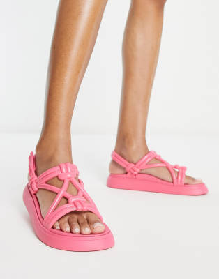 Melissa salinas papete rope sandals in pop pink