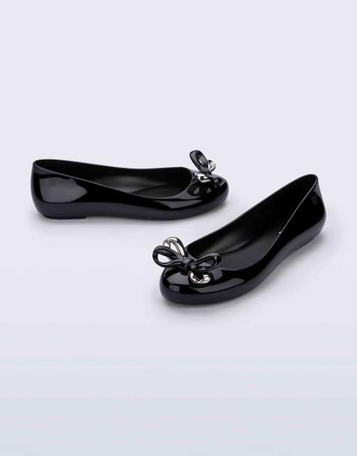 Melissa Sweet love glam ballerina flats in black, 3 of 4