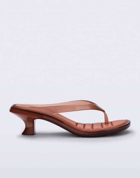 Melissa thong kitten heel in brown/orange - view 1