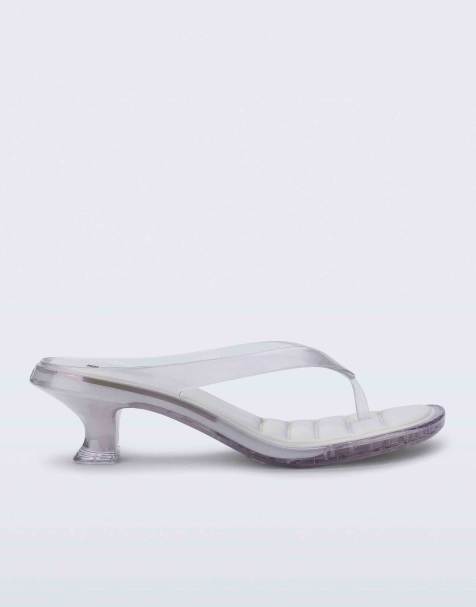 Melissa Thong kitten heel in clear/white - view 1