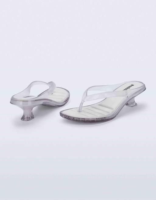 Melissa thong kitten heel in clear/white, 3 of 4