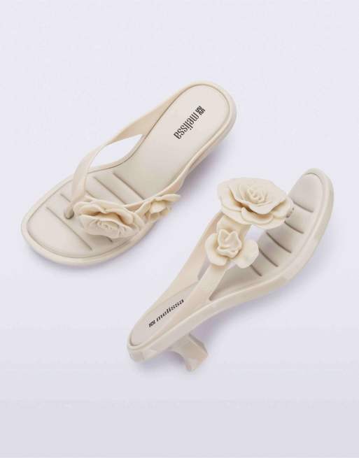 Melissa thong kitten heel petals in beige, 4 of 4