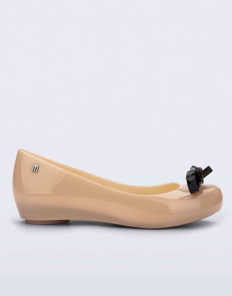 Melissa Ultragirl bow iii ballerina flats in beige / black - view 1