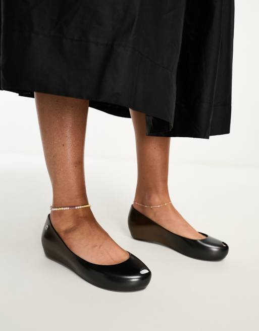 Melissa Ultragirl jelly flat shoes in black ASOS