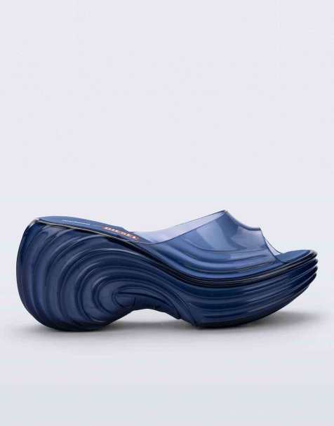 Melissa x Diesel Quantam platform wedge in dark blue transparent - view 1
