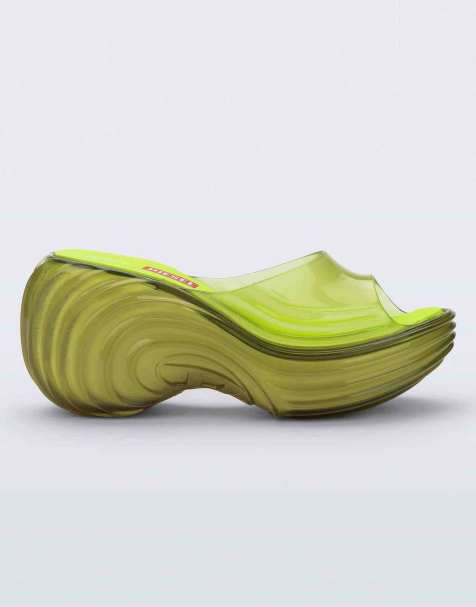Melissa x Diesel Quantam platform wedge in transparent yellow - view 1