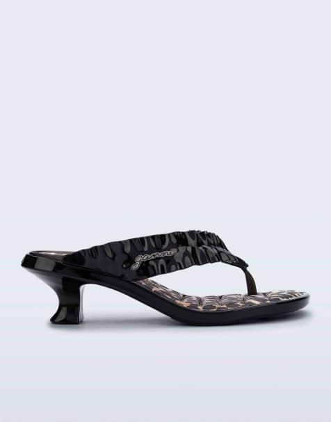 Melissa x GANNI thong kitten heel in black - view 1