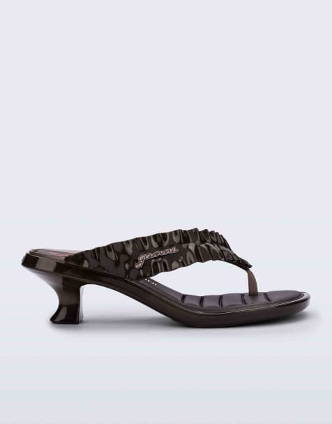 Melissa x GANNI thong kitten heel in brown - view 1