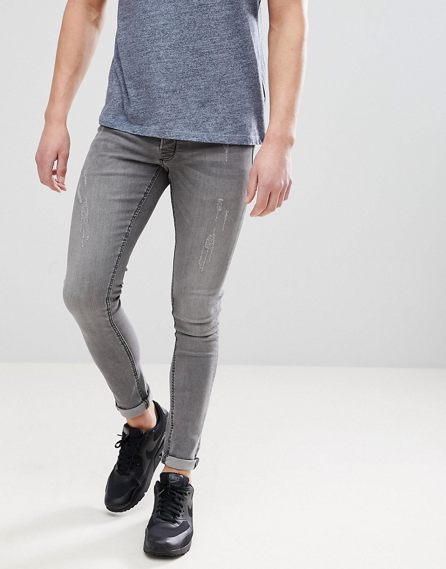 Mellemgrå, ekstra skinny jeans fra Hoxton Denim