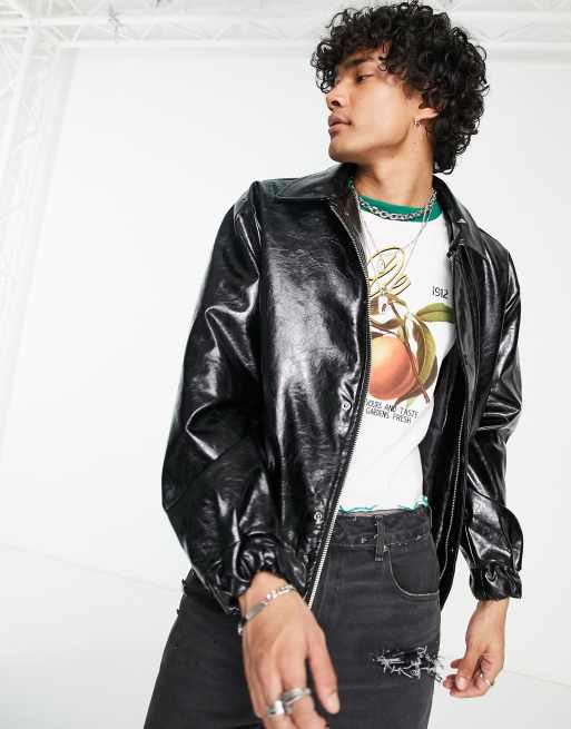 Mennace - Bomberjack in zwart met vinyl effect