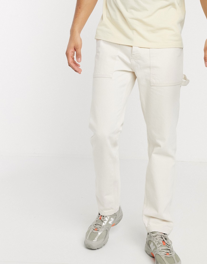 Mennace carpenter trouser in off white-Cream