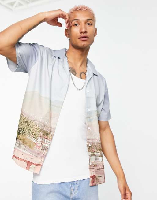 Mennace - Chemise à revers et manches courtes à imprimé désert