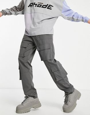 Mennace co-ord loose fit cargo trousers in grey with fixed him