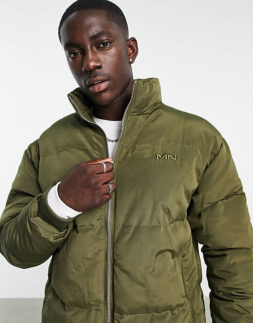 Mennace co-ord puffer jacket in dark green