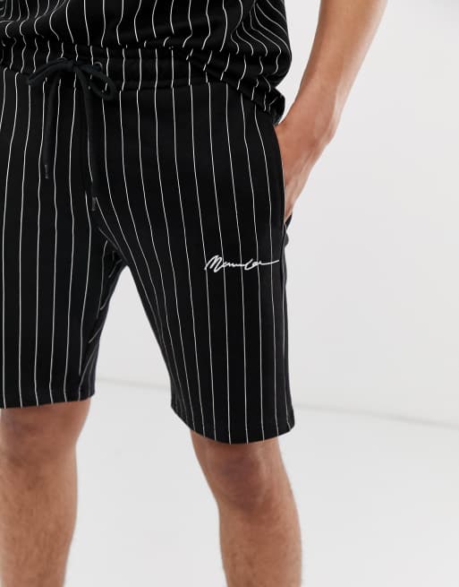 Mens black pinstripe shorts sale