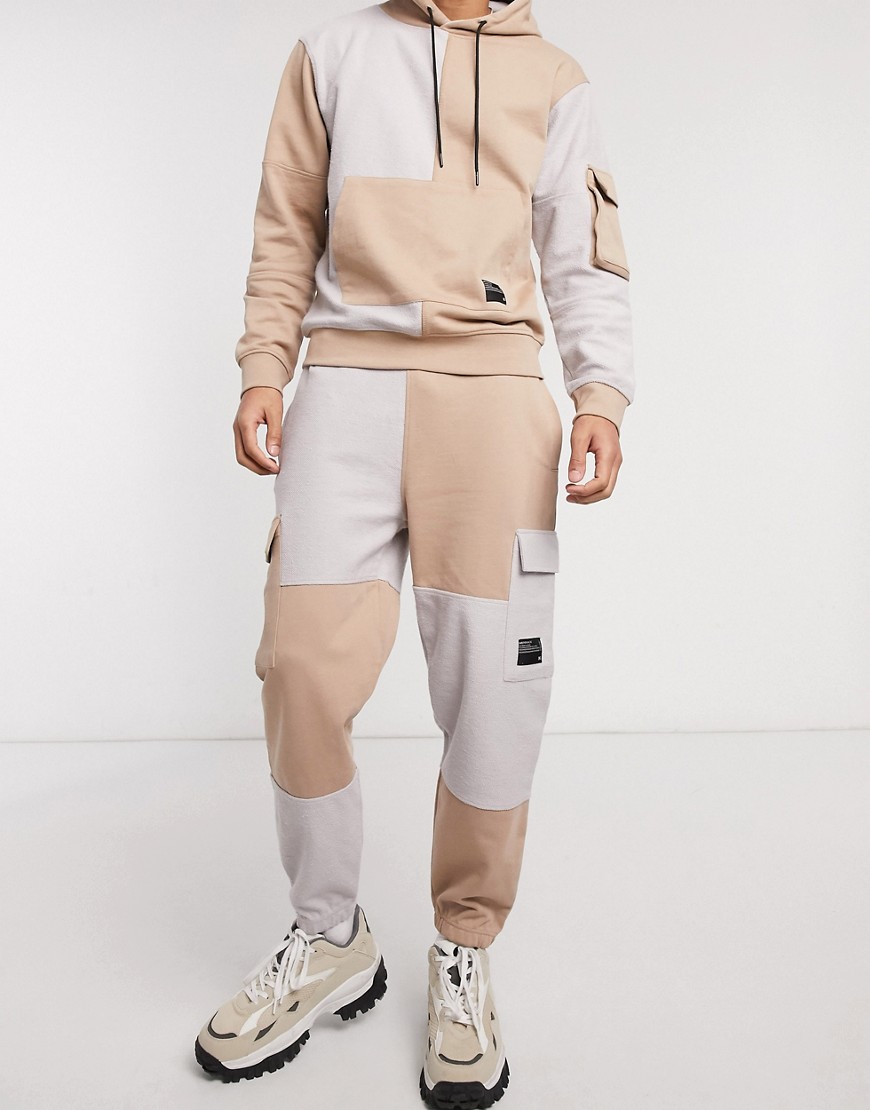 Mennace co-ord utility patch joggers in tan