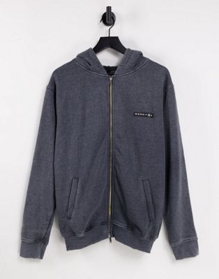 Mennace co-ord zip thru hoodie in dark grey