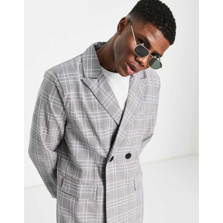 Grey checkered double outlet breasted suit