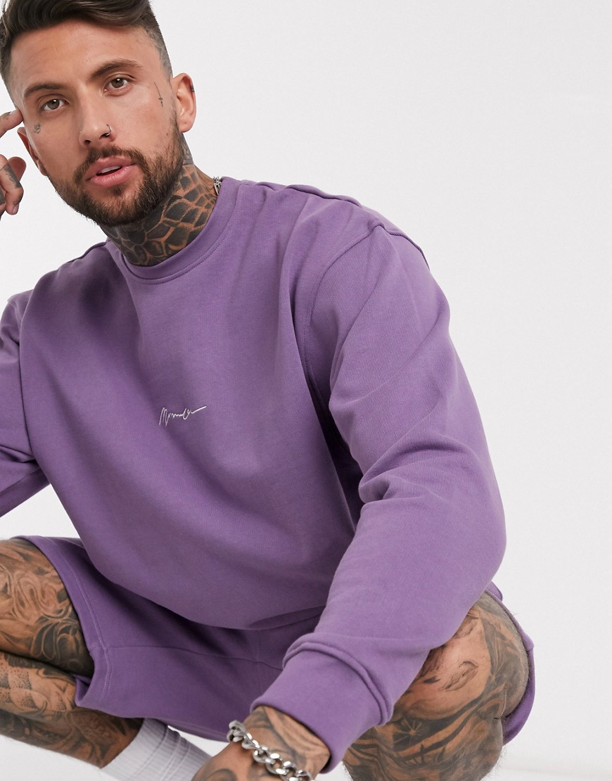 Mennace essential sweatshirt with signature logo in lilac-Purple