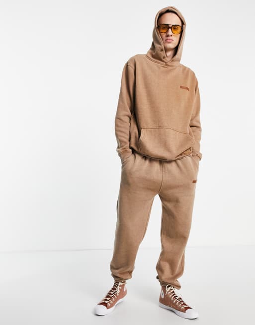Mennace - Felpa con cappuccio beige scuro in coordinato