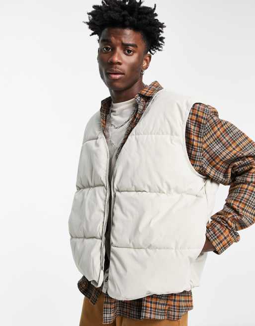 Mennace - Gewatteerde mouwloze bodywarmer in beige, deel van co-ord set