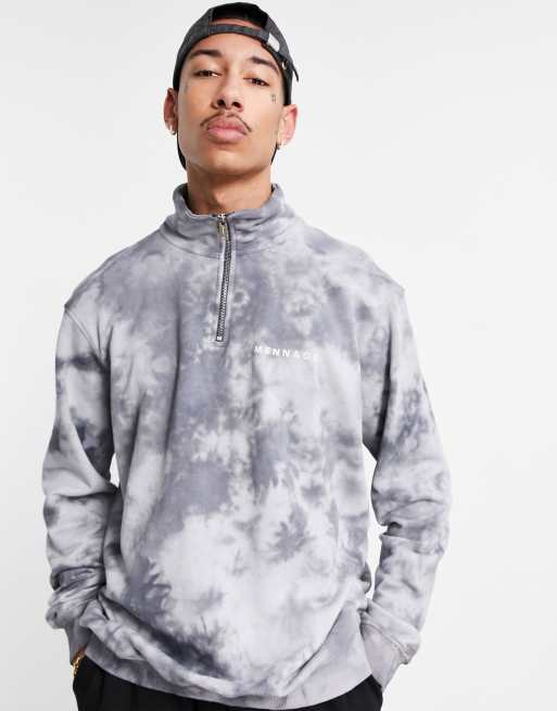 Mennace half zip sweatshirt set in gray tie dye