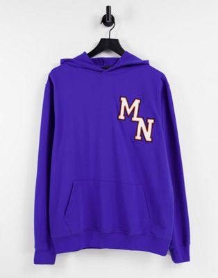Mennace hoodie in blue with collegiate embroidery - ASOS Price Checker